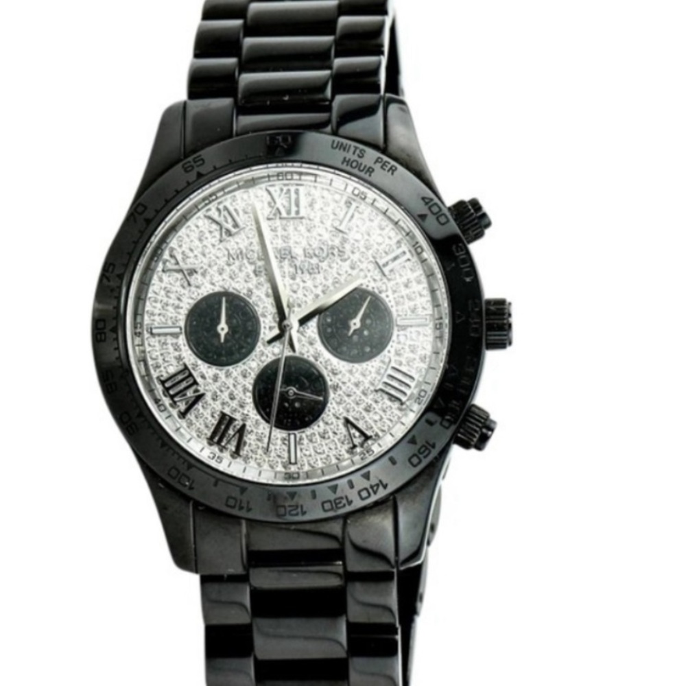 Michael Kors Layton Glitz Pave Dial Black Watch - Picture 4 of 10